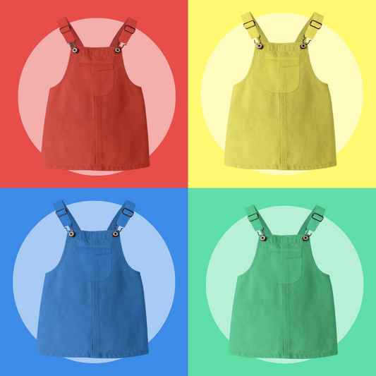 Handmade Denim Dungaree Dress - Bright Solids