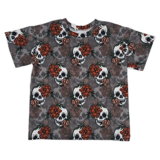 Oversized T-Shirt - Floral Skulls