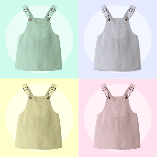 Handmade Denim Dungaree Dress - Pastel Solids